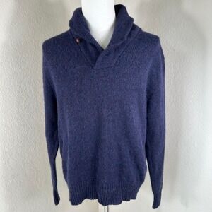 VTG Boathouse Row Sweater Men XL Purple Wool Blend Shawl Neck Preppy Academic